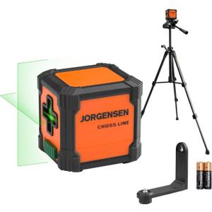 JORGENSEN Laser Level with Tripod, 65 FT Self Leveling Cross Line Laser Leveler Tool with 360° Magnetic Base, Green Laser Level for Picture Hanging, Home Renovation, Indoor Project