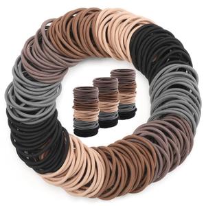 150PCS Elastic Hair Ties, No Crease Ponytail Holders for Women, Men, Girls and Boys, Large No Damage Hair Ties for Thick Thin Hair, Brown (4mm)