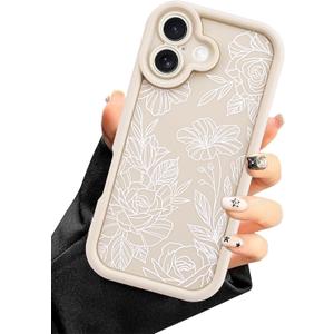 Compatible with iPhone 17 Case, White Floral Flower Aesthetic Design for Girls Women Full Camera Lens Soft Silicone Shockproof Protective Cover