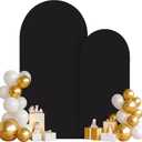 2 Set-7.2FT, 6FT Black Arch Backdrop Cover,Spandex Fitted Wedding Arch Stand Covers Round Top Chiara Arch Backdrop Stands Cover for Birthday Party Banquet Photo Background Decoration
