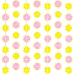 Duraaamo 8 Packs Lemon Party Banner Decorations Pink Lemon Paper Garland Summer Paper Hanging Cutouts Summer Fruit Theme Banners for Wedding Birthday Baby Shower Party Supplies Decoration(Mixed Lemon)