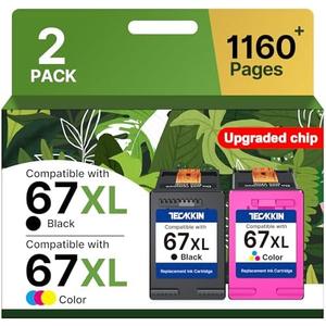 67XL Ink Cartridge Black/Color Combo Pack Replacement for HP Ink 67 67XL Printer Ink Works for HP DeskJet 2827e 4227e 2755e 2855e 2800 4155e 2755 2852e Envy 6055e 6000 6455e(2 Pack)