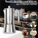 LAOION Stovetop Espresso Maker, 6Cup 10 oz Moka Pot, Stainless Steel Cuban and Italian Coffee Maker for Cafetera Cubana, Greca De Cafe Induction Stovetop Compatible, Coffee Gift for Home Travel