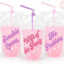 xo, Fetti Bachelorette Party Drink Pouches - 14 pcs | Bach Party Cups, Bridesmaid Names Decorations, Maid of Dishonor Favors, Wife of the Party