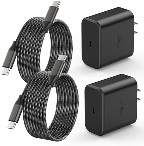 45W Super Fast Charger Type C, 2 Pack 45 Watts USB-C Charger Fast Charging Block with 6FT Woven Type C Charger Cable for Galaxy S25/S25+/S25 Ultra/S24/S23/S22/S21/S20, iPhone 16/15 Pro Max, Tab S9/S8, Black