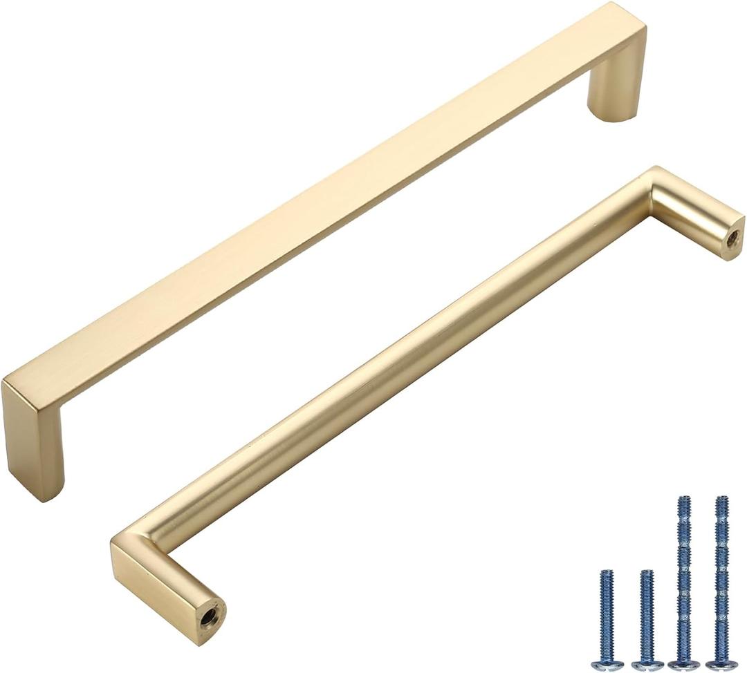 10 Pack 7.5 Inch(192mm) Kitchen Cabinet Handles Brushed Gold Cabinet Pulls Kitchen Cabinet Hardware Drawer Pulls for Cupboard Wardrobe