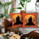 Halloween Throw Pillow Covers 18x18 Set of 2 | Decorative Cushion Cases for Couch, Sofa and Bedroom | All-Seasons Pillowcases for Fall Home Decor, Indoor Outdoor, Living Room, Farmhouse