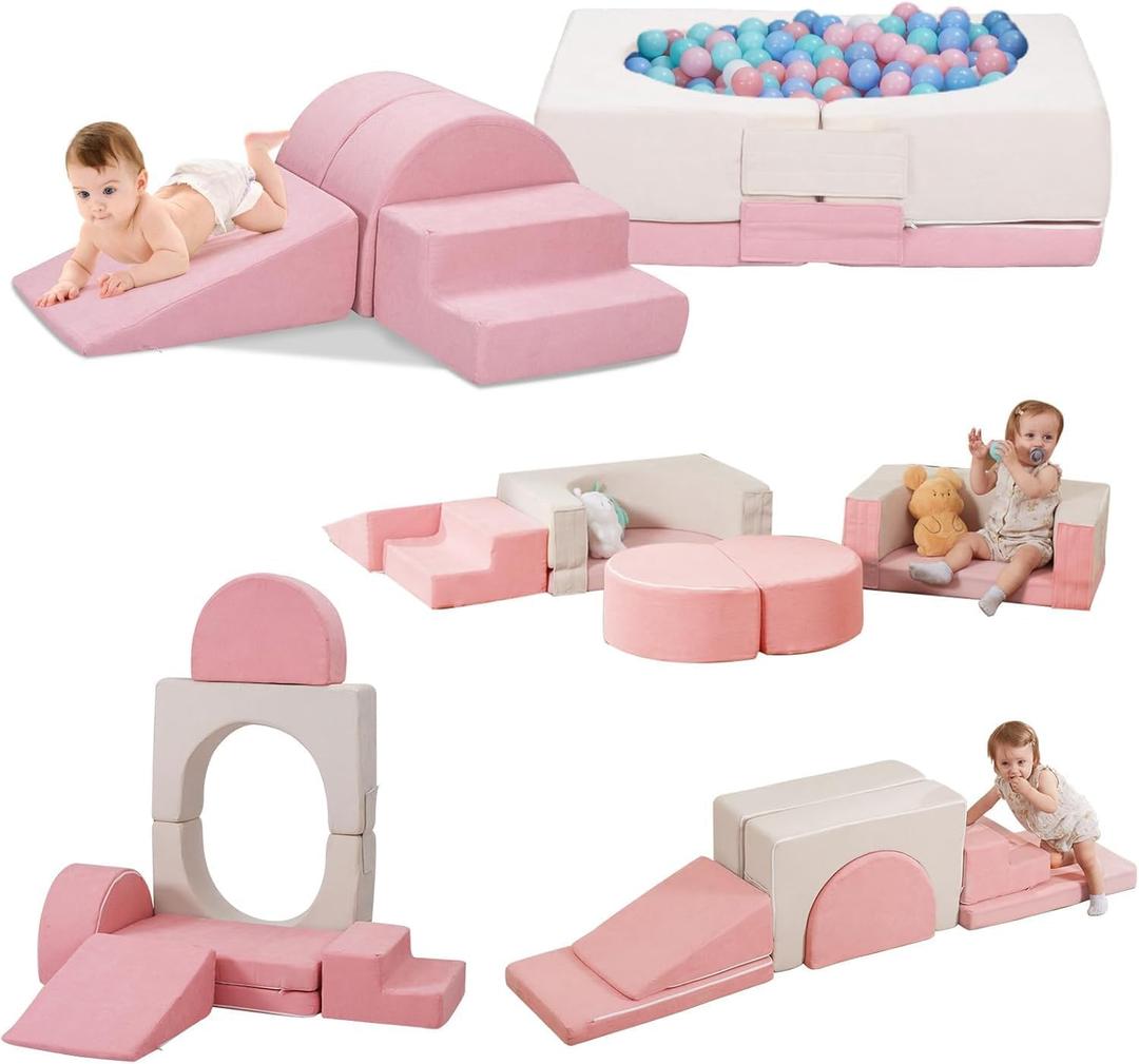 8PCS Toddler Foam Climbing Blocks, Convertible Ball Pit, Soft Foam Toddler Climbing Toys, Indoor Soft Play Equipment (Ball Not Included)