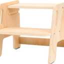 Toddler Step Stool, 2-Tier Height Adjustable Wooden Stool with Handles, Non-Slip Squatty Potty Helper for Bathroom, Sink, Kitchen, Bedroom