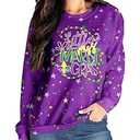 Deerose Women's Mardi Gras Sweatshirt Fat Tuesday Print Shirt Purple Parade Party Costume Sweatshirts S