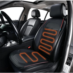 Winter Car Seat Cushion Leather Seat Covers for Full Back and Seat Universal for Car Truck SUV Driver & Passenger Seat, Black&Red