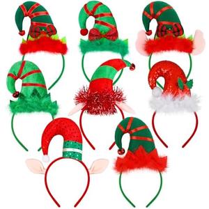Aodaer 7 Pack Christmas Headbands Cute Elf Hat Costume Headwear Christmas Hair Hoop for Christmas Party Holiday Favors Elves Party Decoration