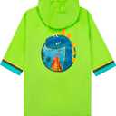 Puddle Play Kids Waterproof Hooded Rain Slicker Lightweight Outwear Jacket in Fun Designs, Sizes 2-9 Years (Green)