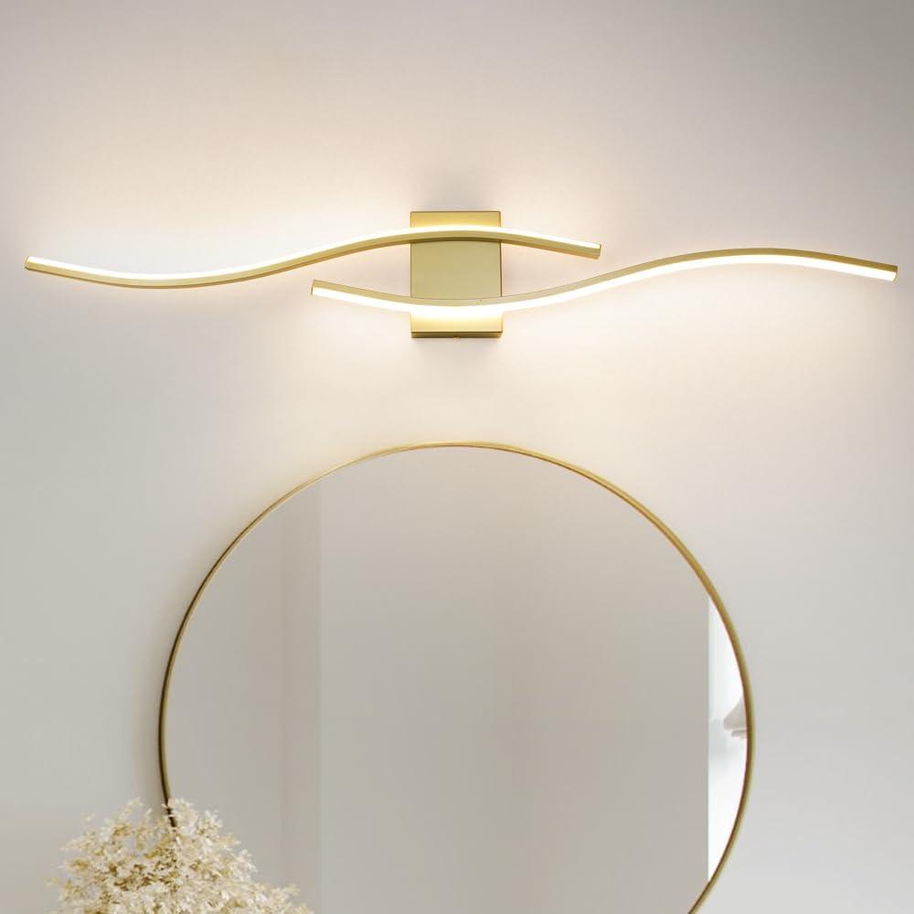 Modern Gold Bathroom Light Fixtures, LED Vanity Light with Remote Control, Bathroom Vanity Light Fixture Over Mirror, Wall Lights for Bathroom, 40.5 inch Wall Sconce Lighting for Bedroom, Living Room