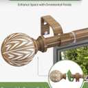 Wood Curtain Rod Adjustable, 18 to 45 Inch Boho Curtain Rods for Windows Heavy Duty Decorative Drapery Rods with Wood Grain Finial for Living Room Bedroom Kitchen Farmhouse