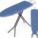 SONGMICS Ironing Board, Foldable Iron Board, Height Adjustable up to 35 Inches, with 4 Layered Cover and Pad, Iron Rest, Hook, Steel X-Legs, for Home, Laundry Room, Dorm, Midnight Blue ULLB001Q01