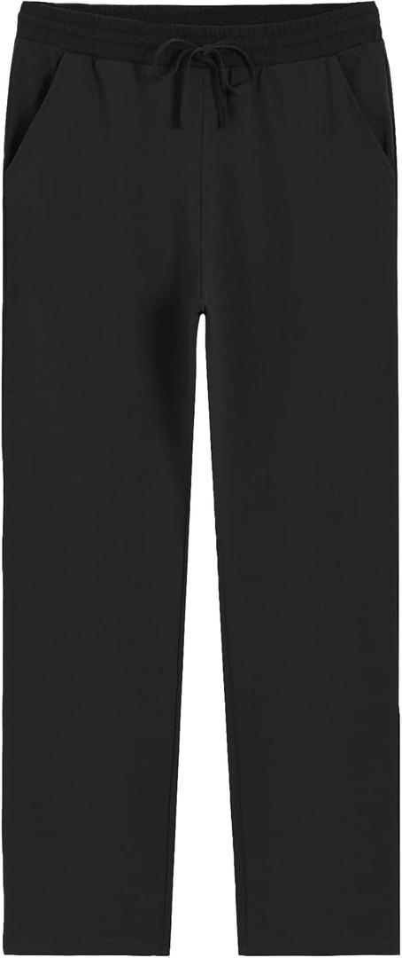 Weintee Men's 32" 34" Inseam Tall Cotton Sweatpants with Pockets, Large, Black