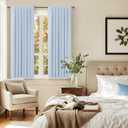 Baby Blue Curtains for Bedroom 45 Inch Length 2 Panel Linen Blackout Short Curtains for Nursery Boy Girls Bathroom Kitchen Light Bluey Unisex Black Out Drapes for Living Room Heat Cold Light Blocking