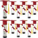Qunclay 12 Pack Graduation Candy Tubes Class of 2026 Red Graduation Cash Gift Plastic Grad Cap Jars Candy Container with Tassels and Diploma for Grad Table Decor Party Favors