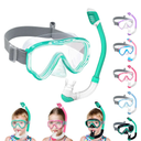 Vvinca Snorkeling Gear for Kids Dry Top Kids Snorkel Set for Boys Girls Junior Youth Children Age 4-14 Swim Goggles with Nose Cover Anti-Fog Panoramic View Adjustable Elastic Diving Mask and Snorkel