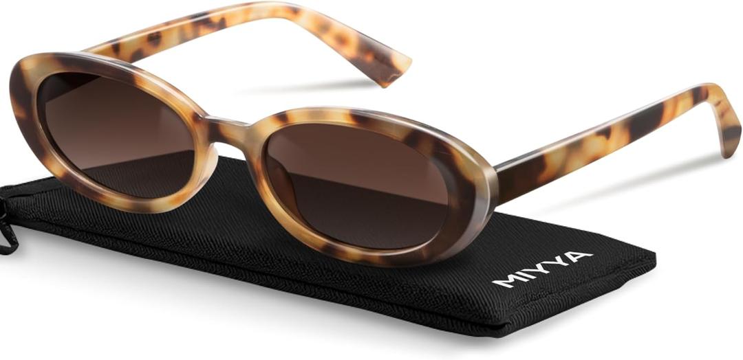 miyya 2025 Polarized Oval Sunglasses with UV Protection - Multiple Trendy Colors & Patterns (Amber Tortoise)