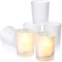 SiliFine Set of 24 Frosted Votive Candle Holders Bulk Tealight Candle Holder Wedding Party Birthday Centerpieces Spa Supplies Home Decorations