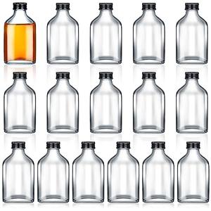 Patelai 32 Pcs Mini Glass Bottles Bulk with Caps Clear Flask Liquor Bottles Empty Alcohol Shot Bottling DIY Groomsmen Bridesmaids Valentine Wedding Gift for Vodka Beverages Whiskey Oil (50 Ml/ 1.7oz)