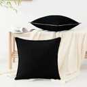 decorUhome Summer Decorative Throw Pillow Covers 20x20 Set of 2 Square Faux Linen Outdoor Neutral Farmhouse Pillow Covers with Stitched Edge for Couch Sofa Living Room, Black