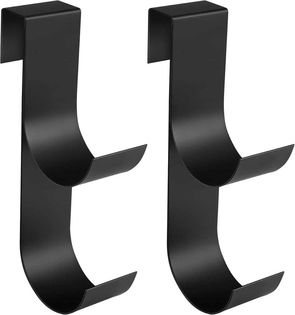 codree 2 Pcs Pool Fence Hooks for Pool Equipment- Black Heavy Duty Fence Hooks for Pool Poles- Slipe-on Fence Hanger for Pool Hose Pool Skimmer, Fit 3/4 Inch to 1-1/4 inch Railing