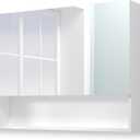 24x32 Bathroom Cabinet with Mirror, Wall Cabinet with 2 Mirrored Doors, Adjustable Shelf, Open Compartment, Wall-Mounted, White (Assembly Required), W32 x H24 2 Door
