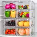 8Pack Clear Stackable Kitchen Storage Organizer,Pantry Organizers and Storage,Foods Organizer Bins with Handles, Easily Assemble for Bathroom, Kitchen, Refrigerator, Pantry, Cabinet, Closet (Medium)