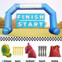 Premium 20ft Start and Finish Line Inflatable Arch in Black - Includes Powerful Blower, Hexagonal Design for Outdoor Race Advertising and Commerce (Blue)