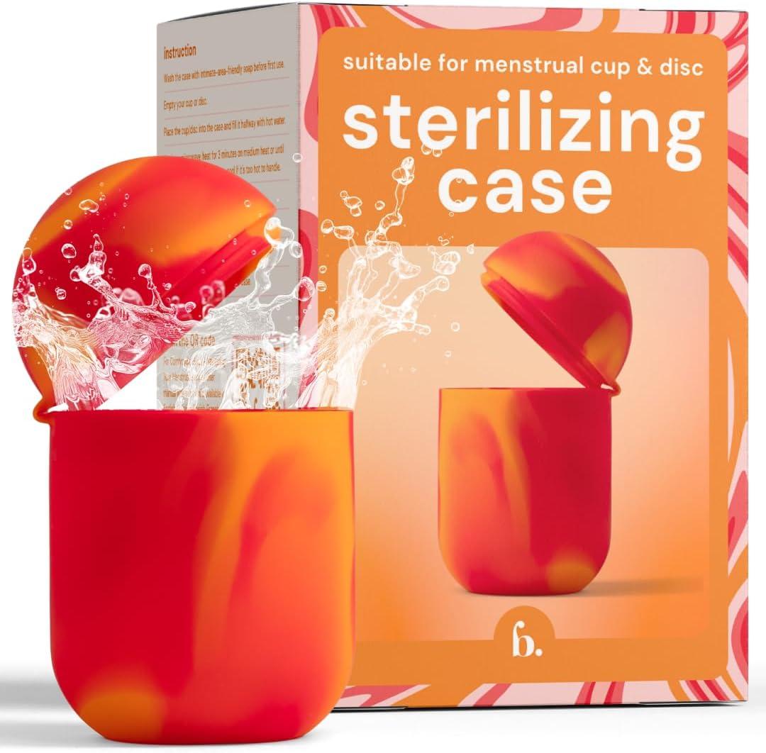 Comfycase - Menstrual Disc/Cup Wash Case - Orange & Red - Sterilizer, Wash, and Carrying Case for Reusable Discs & Cups