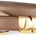 XZQTIVE Women's Skinny Leather Belts Ladies Thin Waist Belts for Jeans Dress Pants Trendy Black Belt with Gold Buckle