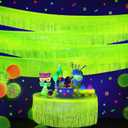 Mega-L Glow in The Dark Party Supplies, 4 Pack Foil Fringe Garland Birthday Party Decorations 9.8 ft Fluorescent Macaron Yellow Metallic Tinsel Streamers Banner, Glitter Photo Booth Prop Table Skirt