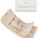BAGSMART Travel Jewelry Organizer Case Foldable Jewelry Roll for Journey Rings, Necklaces, Earrings, Bracelets,Mini, Beige