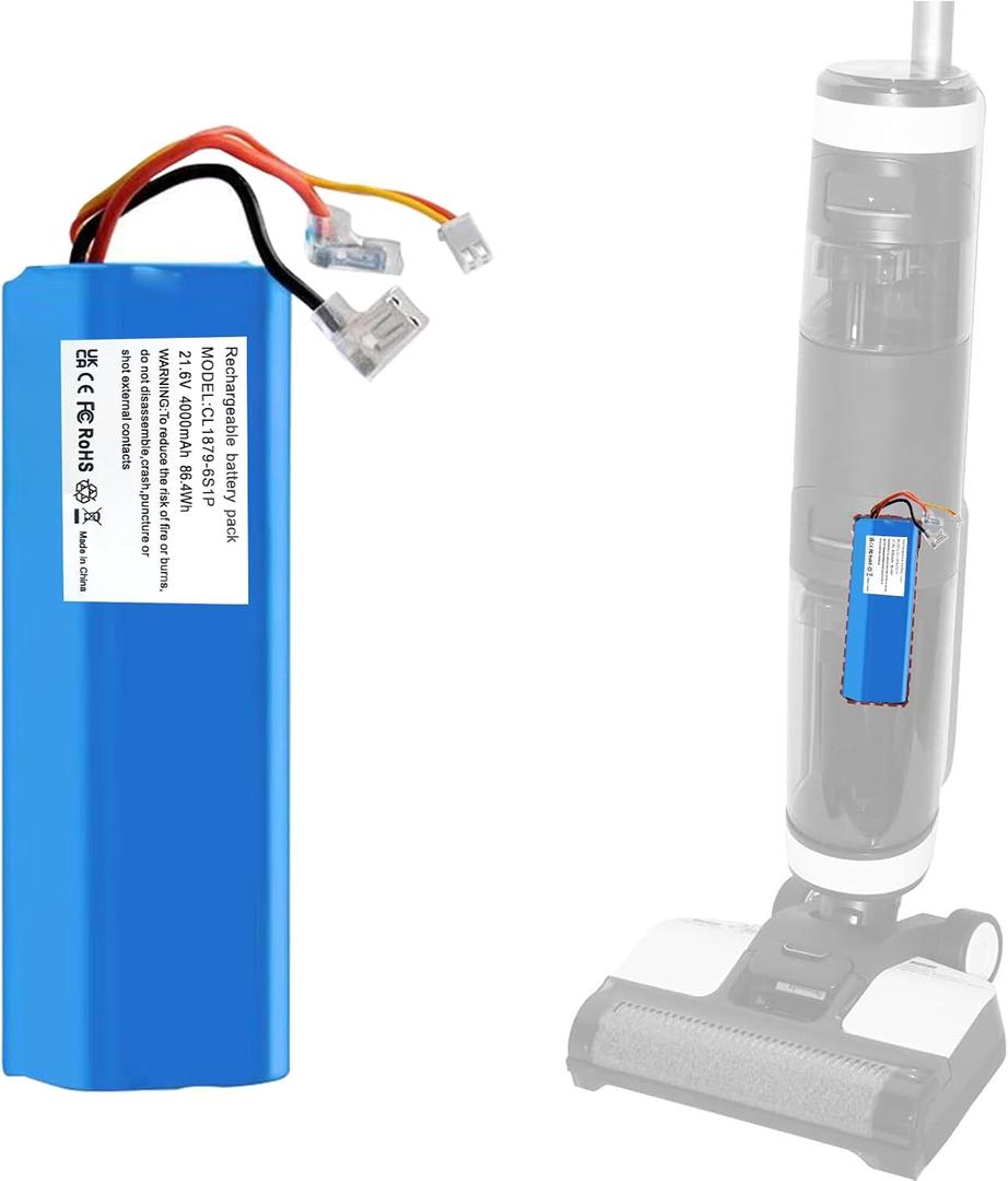 4.0Ah Battery ReplacementCompatible with Tineco iFloor 3, Floor ONE S3, Floor one S3 Breeze Cordless Wet Dry Vacuum Cleaner, Li-Ion 21.6V Battery