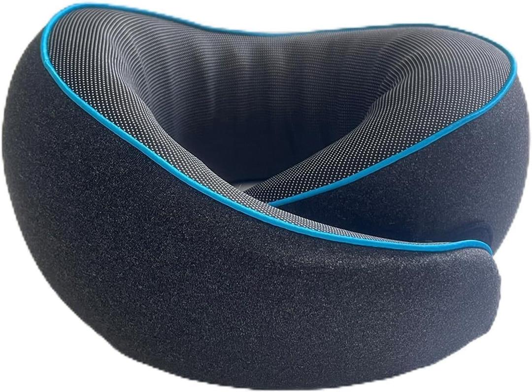 Travel Pillow for Airplane, Neck Pillow for Traveling, Black and Light Blue 1206