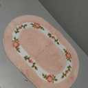 vctops Elegant Rose Flower Bathroom Rugs Bath Mat Door Mat Kitchen Welcome Mat Soft Non Slip Absorbent Rug Oval Pink 16" X 24"