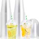 100 PACK 16 oz Clear Plastic Cups with Dome Lids, Disposable Dessert Cups, Parfait Cup for Ice Cream, Iced Cold Coffee Drinks, Cupcake, Fruit for Party