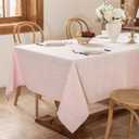 Laolitou Light Pink Embroidered Grid Tablecloth,Wrinkle Resistant,60"x120"