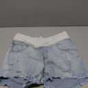 V VOCNI Maternity Jean Shorts Women's Maternity Indigo Blue Mom Tassel Secret Underbelly Denim Shorts, Large