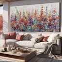 XIANSHOU Pink and Gold Wall Art Flowers Picture Textured Wall Art for Bedroom Living Room Office Girls Room Wall Decoration 29"x 58"