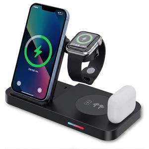 6-in-1 Fast Wireless Charging Station for iPhone 16/15/14/13, Apple Watch Ultra/9/8, AirPods Pro,18W Qi-Certified (B19-C-Black)