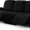 ULTICOR Velvet 8-Pieces Recliner Sofa Covers Stretch Reclining Couch Covers for 3 Cushion Reclining Sofa Slipcovers Furniture Covers Thick Soft Washable (3 Seater Recliner Cover, Black)