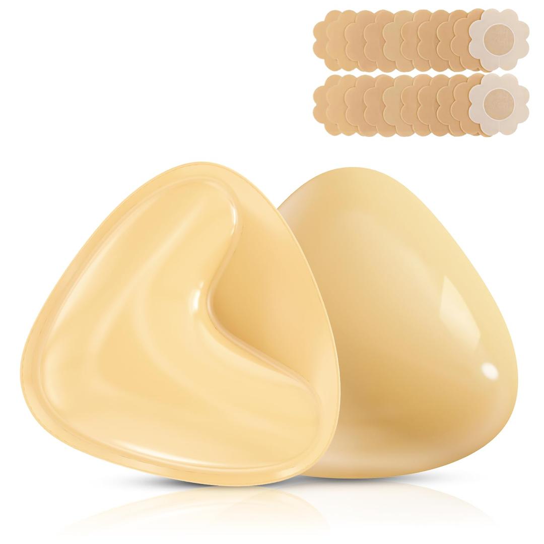Double Sided Sticky Bra Inserts Reusable Ultra Push Up Lift Invisible Self Adhesive Bra Pads for Bikini Swimsuit Strapless Dress X-Large Skin Tone (XL)