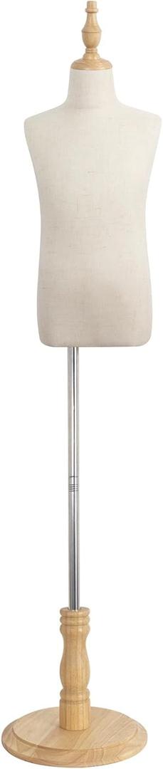 Kids Mannequin Body Child Dress Form with Wood Stand Adjustable Height Lightweight & Portable Fits All Kinds of Clothes, 10-11 Years Old