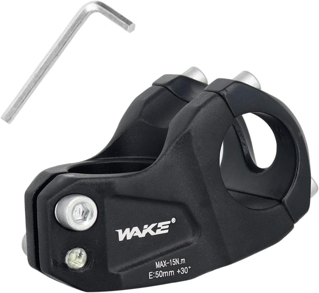 WAKE Bicycle Stem 31.8 mm 50 mm Bicycle Handlebar Riser 30 Degree Short Bicycle Handlebar Stem for BMX, MTB Mountain Bikes, Road Bike, Downhill