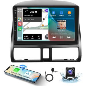 Car Radio Stereo with HiFi Audio for Honda CRV 2002-2006, Wireless CarPlay/Android Auto 9 Inch HD Touch Screen Android 13 GPS WiFi Bluetooth FM/RDS HD Backup Camera
