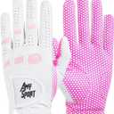 Amy Sport Golf Gloves Women Left Hand Right All Weather Rain Grip Value 2 Pack, Ladies Soft Pink Glove Lh Rh Both Hand Fit Size Small Medium Large XL (White, M)